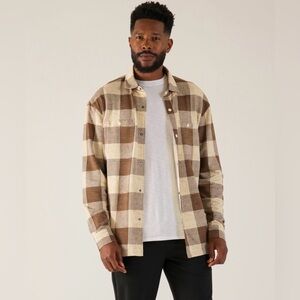 NWT-Glyder Brown and Cream Plaid Shirt